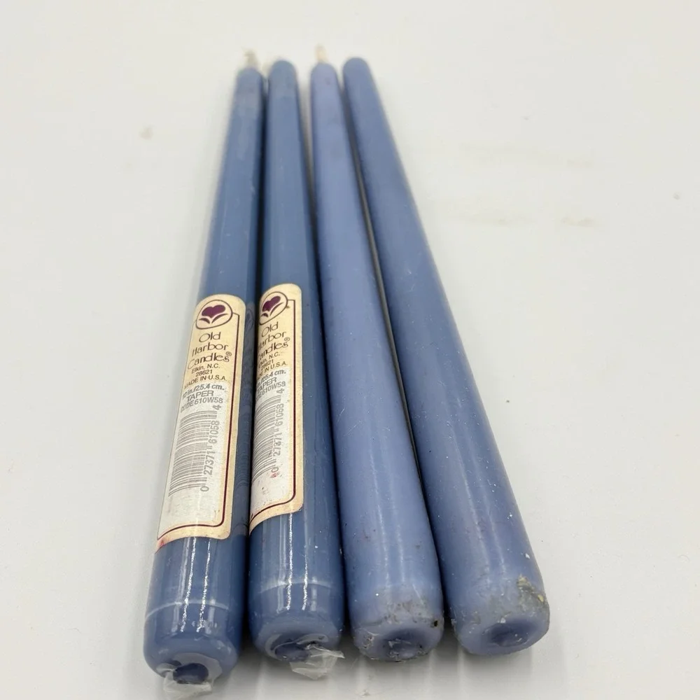 Lot Of  4 Vintage Tapered Candles Blue  Old Harbor 2 New Sealed 2 Open‎